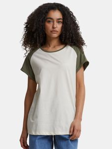 sportliches Urban Classics Damen T-Shirt 140 g/m² mit Baumwolle Weiß/Grün