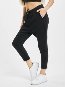 Comfortable URBAN CLASSICS women's trousers with drawstring and pockets, 240 g/m² cotton, black