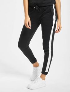 bequeme Urban Classics Damen Hose 230 g/m² mit Baumwolle Schwarz/Weiß