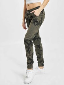Pantalones casuales de estilo urbano clásico para mujer, elásticos, con cordón ajustable y bolsillos, confeccionados en algodón con estampado de camuflaje.