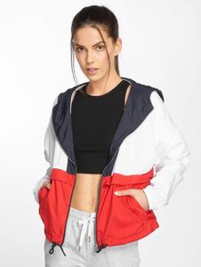 Functional Urban Classics women's jacket, large hood, drawstring, 78 g/m², blue/white/red