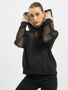 Modern URBAN CLASSICS Women's Hoodie with Stretch Ribbed Cuffs and Hood, Black