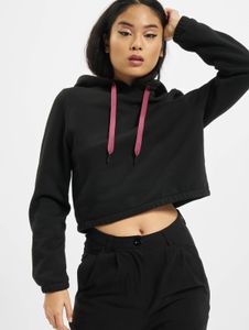 Comfortable Urban Classics women's hoodie with drawstring hood, 300 g/m² cotton, black