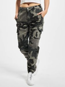 Stylish Urban Classics women's stretch jeans with zip pockets, cotton camouflage