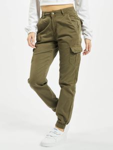 stylische URBAN CLASSICS Damen Jeans Stretch Taschen 320 g/m² mit Baumwolle Khaki