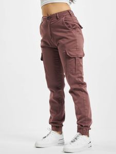 Casual Urban Classics women's stretch jeans with zip pockets, cotton, burgundy red