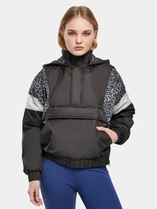 Modern Urban Classics women's hooded pullover, leopard print, 68 g/m², anthracite