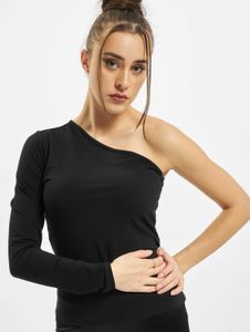 Camiseta deportiva elástica para mujer URBAN CLASSICS de 180 g/m² con algodón, color negro.