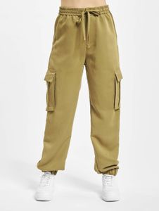 Stylish Urban Classics women's jeans with drawstring and zipper, 188 g/m², khaki
