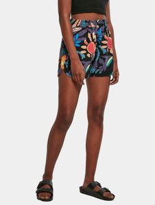 Comfortable Urban Classics women's shorts with pockets, 115 g/m², black/multicolored
