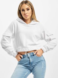 Casual URBAN CLASSICS women's hoodie with drawstring and Velcro closure, 300 g/m² cotton, white