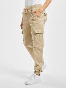 lässige Urban Classics Damen Jeans Stretch Reißverschluss Taschen mit Baumwolle Beige