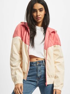 Casual Urban Classics women's jacket, large hood, pockets, 68 g/m², pink/beige