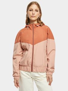 Chaqueta casual urbana clásica para mujer, capucha grande, bolsillos, 68 g/m², crema/naranja