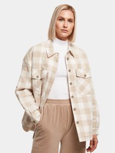 Elegante giacca da donna Urban Classics con tasche, 125 g/m² di cotone, beige/bianco