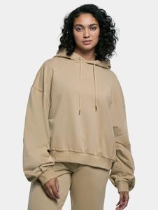 Sudadera con capucha Soft Urban Classics para mujer con cordón ajustable, punto acanalado, 305 g/m², algodón, beige.