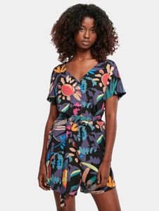 Fashionable Urban Classics women's dress with pockets, 115 g/m², black/multicolored