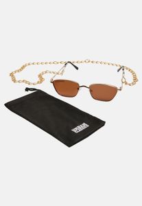 markante Urban Classics Unisex Sonnenbrille Mirror-Look Ketten-Detail Braun/Beige