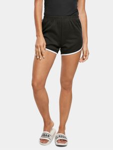 Pantalones cortos cómodos de Urban Classics para mujer, 240 g/m², de algodón, negro/blanco.