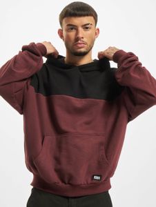 Felpa con cappuccio da uomo URBAN CLASSICS, morbida, 300 g/m², in cotone, rosso/nero