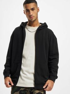 moderner Urban Classics Herren Hoodie Reißverschluss Rippbündchen 305 g/m² Schwarz