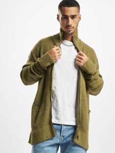 bequemes Urban Classics Herren Sweatshirt Reißverschluss Taschen Oliv-Grün