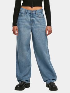 Comfortable URBAN CLASSICS women's jeans with zipper pockets, 370 g/m² cotton, blue