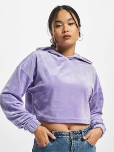 Sudadera cómoda con capucha para mujer de Urban Classics, con puños y capucha elásticos acanalados, color morado.