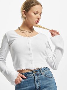 Comfortable Urban Classics women's long-sleeved shirt, stretch slim fit, 180 g/m², cotton, white