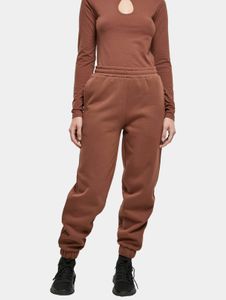 Pantalones casuales Urban Classics para mujer con cordón ajustable y bolsillos, 300 g/m², color marrón.