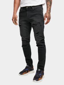 Comfortable URBAN CLASSICS men's jeans, slim fit, stretch, zip-up, cotton, black