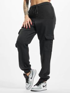 Vaqueros cómodos de Urban Classics para mujer, elásticos, con cordón ajustable y cremallera, de algodón, color negro.