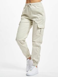 Modern URBAN CLASSICS women's jeans with stretch, drawstring, and pockets, cotton, beige