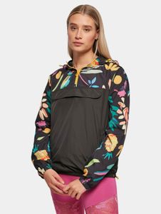 Giacca da donna Modern Urban Classics, ampio cappuccio, coulisse, 68 g/m², nero/multicolore
