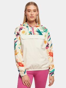 Giacca funzionale da donna Urban Classics, ampio cappuccio, coulisse, 68 g/m², bianco/multicolore