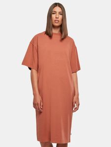 feminines Urban Classics Damen Kleid Oversize 180 g/m² mit Baumwolle Terracotta-Orange