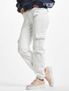 Comfortable URBAN CLASSICS women's jeans, stretch, zip pockets, ecru-white