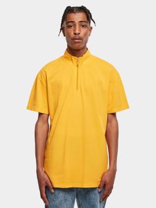 Camiseta de manga corta con cremallera para hombre de Casual Urban Classics, corte oversize, 220 g/m², algodón, color amarillo.