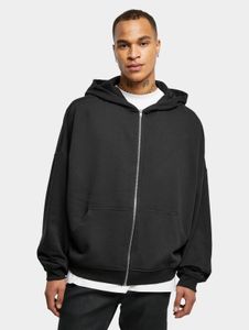 Comfortable URBAN CLASSICS men's hoodie with zipper, ribbed cuffs, 300 g/m² cotton, black