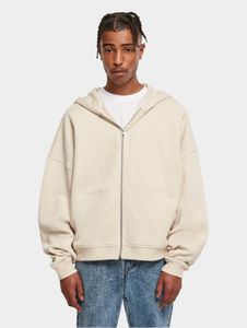 Modern Urban Classics men's hoodie with zipper, ribbed cuffs, 300 g/m² cotton, beige