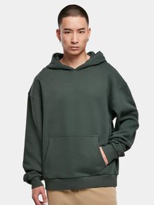 Comoda felpa con cappuccio da uomo URBAN CLASSICS con coulisse, lavorazione a coste, 460 g/m² di cotone, verde