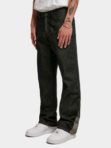 Jeans da uomo Urban Classics, vestibilità dritta, chiusura con zip, 390 g/m², neri.