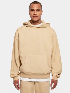 Sudadera con capucha para hombre de Casual Urban Classics, de punto acanalado con puños acanalados, 470 g/m², algodón, beige.