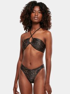 Robe femme Stylish Urban Classics, coupe oversize stretch, imprimé léopard, marron