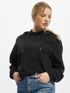 Sudadera cómoda con capucha para mujer de Urban Classics, con cordón ajustable y cremallera, 220 g/m² de algodón, color negro.