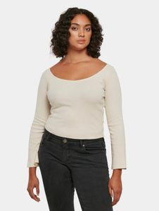 lässiges Urban Classics Damen Sweatshirt Stretch Slim Fit 180 g/m² mit Baumwolle Ecru-Weiß