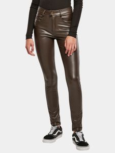 Modern Urban Classics Women's Stretch Jeans with Zipper Pockets, Brown