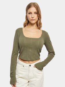 Comfortable Urban Classics women's stretch t-shirt with zipper, 180 g/m² cotton, khaki