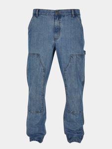 Comfortable Urban Classics men's jeans, straight fit, pockets, denim with cotton, blue