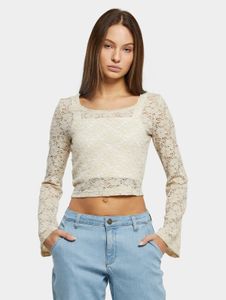 Felpa da donna Urban Classics moderna, elasticizzata, vestibilità slim, 140 g/m², beige